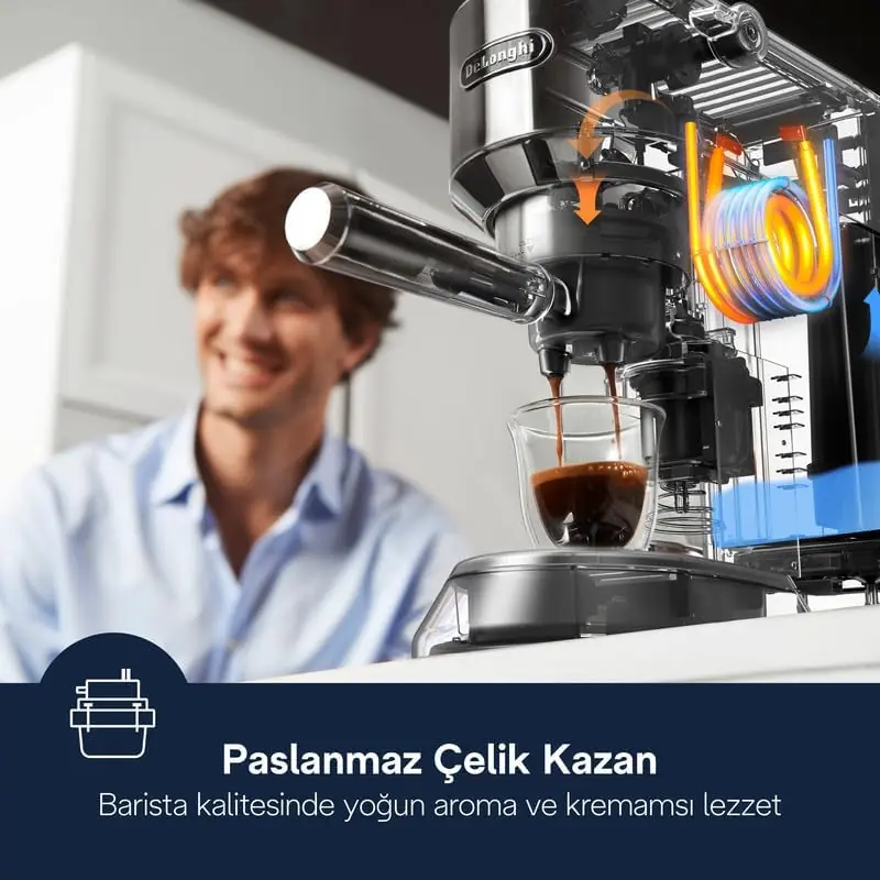 De’Longhi Espresso ve Cappuccino Profesyonel Kahve Makinesi - Aydarya Store mutfak ve çeyiz koleksiyonu, 7. görünüm