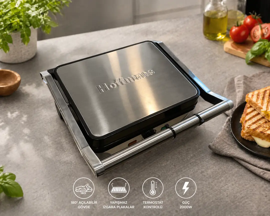 Hoffmans Büyük Boy Tost Makinesi 2200 W - Aydarya Store mutfak ve çeyiz koleksiyonu